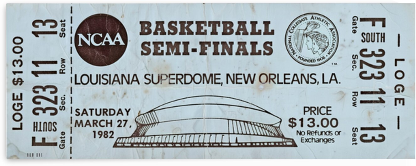 1982 NCAA Mens Basketball Semi Finals Ticket Art by Row One Brand