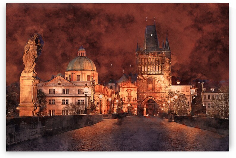 Night at Charles Bridge in Prague by Alex Mir
