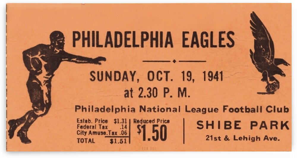 1941 Philadelphia Eagles Ticket Art | Row One Brand by Row One Brand