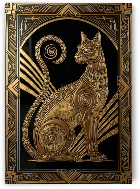 Art Deco Bastet: A Symbol of Eternal Life by Sumer Paintings