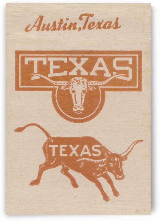 Vintage Austin Texas and Longhorn Art by Row One Brand