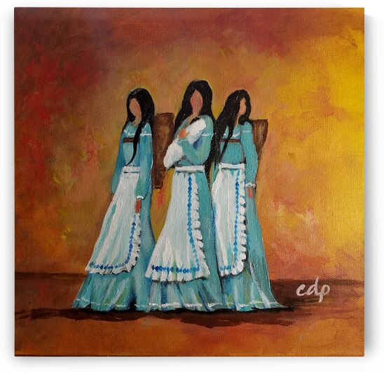 Sisterhood - modern Native American art by Choctaw artist Connie D Phillips by Connie D Phillips