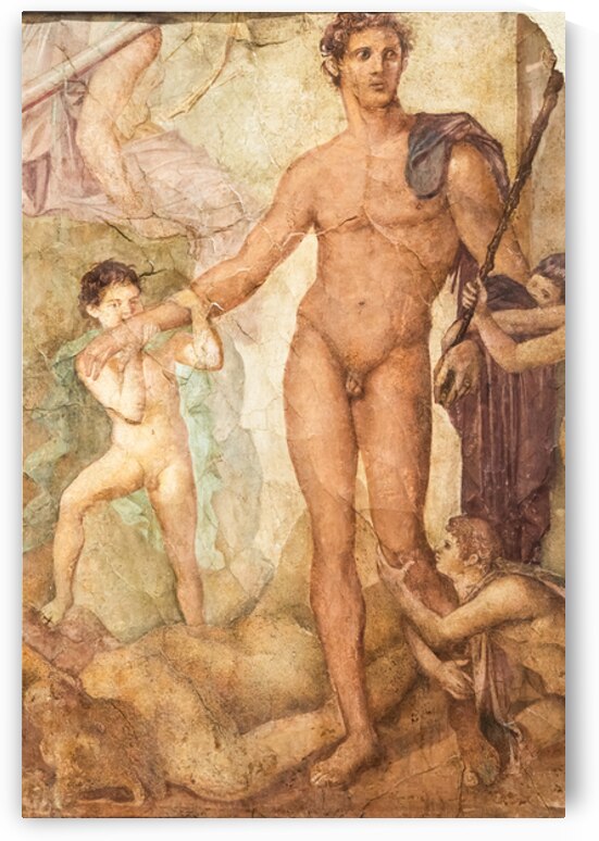 Ancient Roman Fresco from Pompeii at Naples Archaeological Museu by Paolo Modena