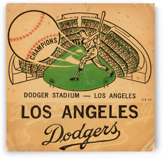 1967 LA Dodgers Baseball Ticket Remix Art by Row One Brand