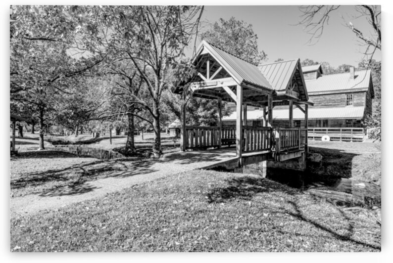 Wooden Bridge To Jolly Mill Grayscale by Jennifer White