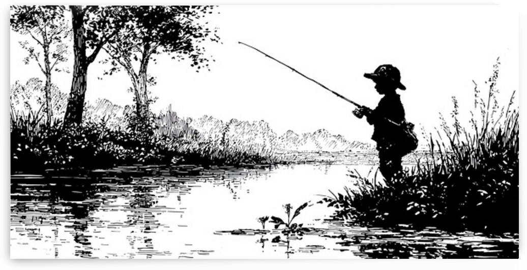 Boy Fishing – Vintage Fishing Print by Savage Art Prints