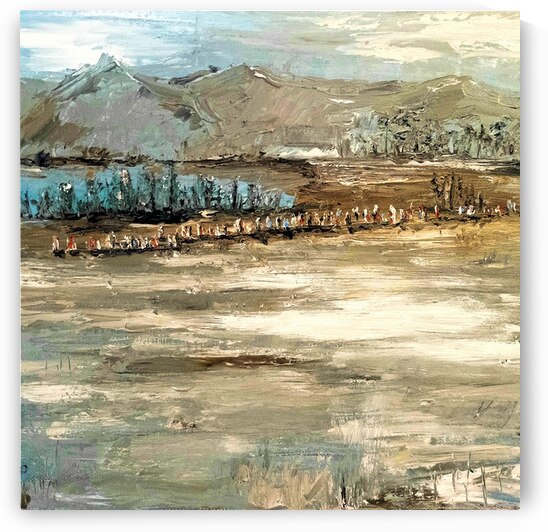 1831 - abstract landscape in oil depicting the Trail of Tears by Native American artist Connie D Phillips by Connie D Phillips