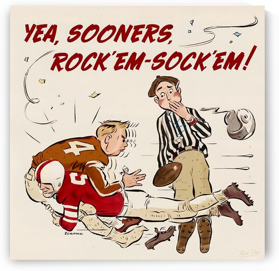 Yea Sooners 1950s Football Art by Row One Brand