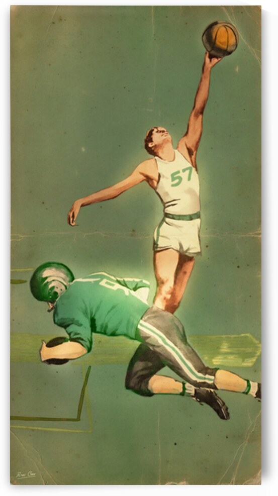 Vintage North Texas Eagles Football and Basketball Art by Row One Brand