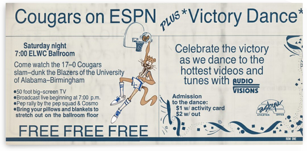 1980s BYU Cougars Basketball Ad by Row One Brand