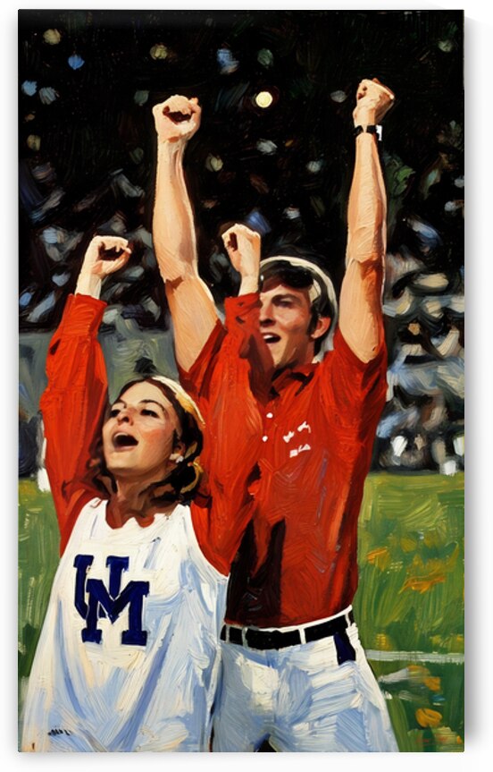 Vintage Ole Miss Football Cheerleaders Art by Row One Brand