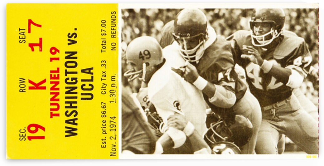 1974 UCLA Bruins at Washington Huskies Ticket Art by Row One Brand