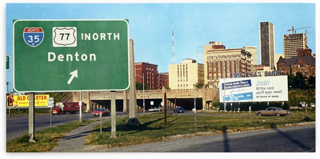 1960s Dallas Interstate Sign for Denton by Row One Brand