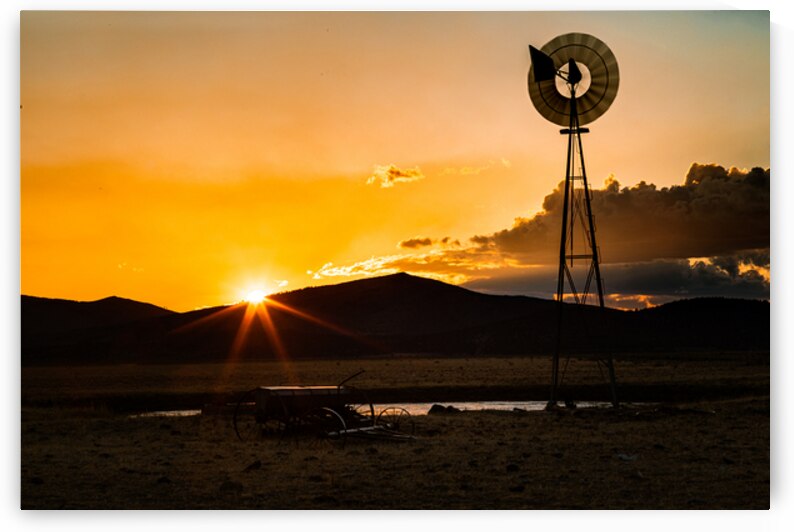 Aermotor and the Setting Sun - Madeline - Lassen County California by Mike Lee