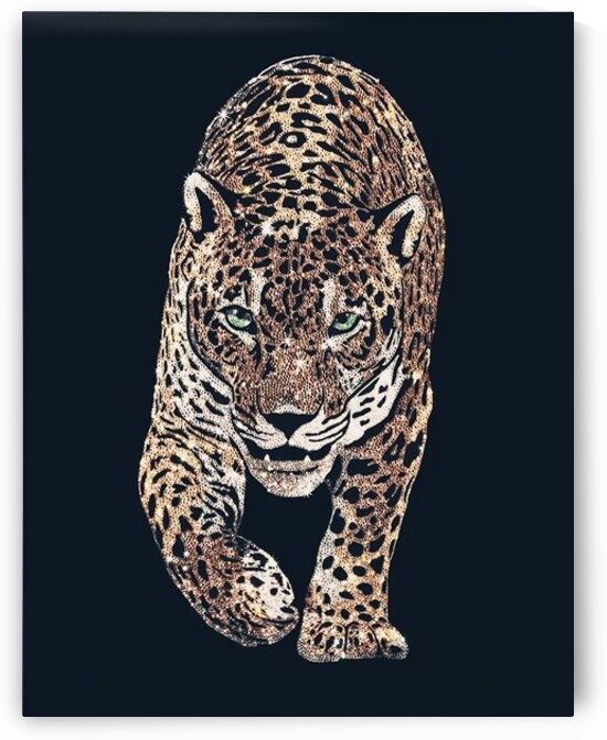 Golden Leopard Art Glitter Effect Print Modern Animal Wall Decor by ArtByLumy