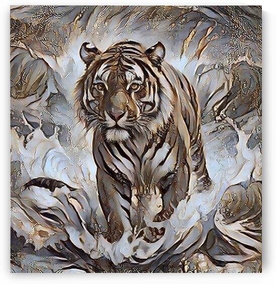 Majestic Tiger in Wild Ocean Waves Stunning Animal Art Print Nature Wall Art for Home by ArtByLumy