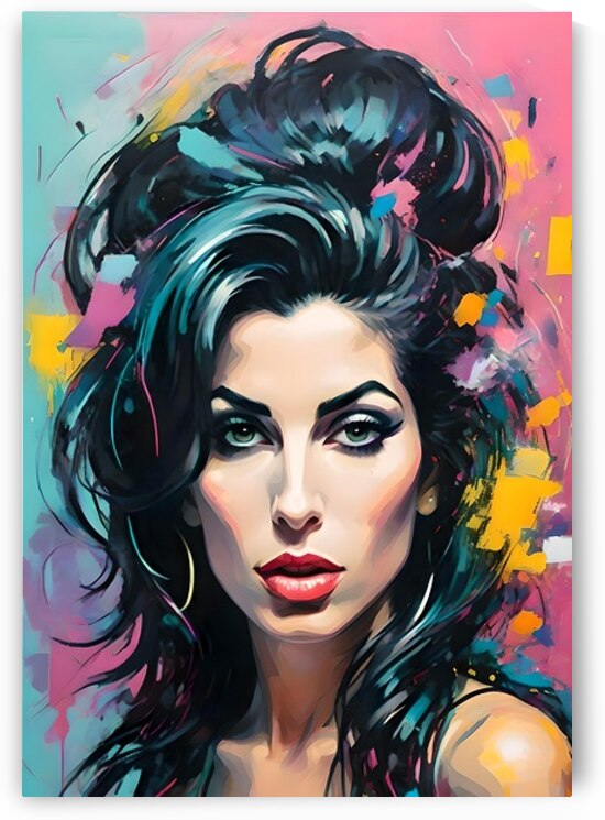 Amy Winehouse Portrait Pop Art Style Music Icon Artwork Vibrant Colorful Wall Art Print by ArtByLumy