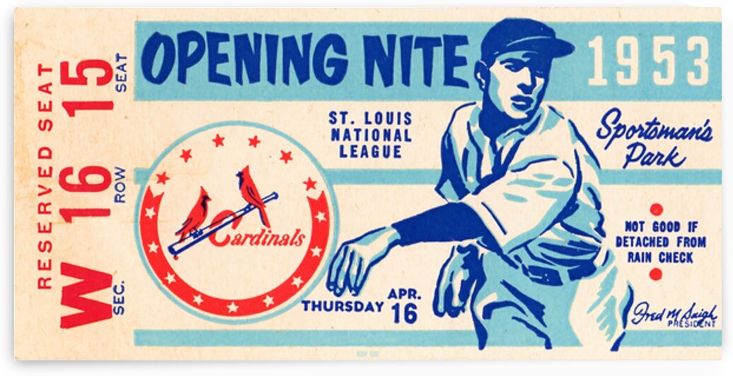 1953 St. Louis Cardinals Ticket Print by Row One Brand