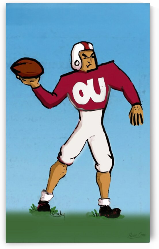 Mid 1900s OU Sooners Quarterback Art Remix by Row One Brand