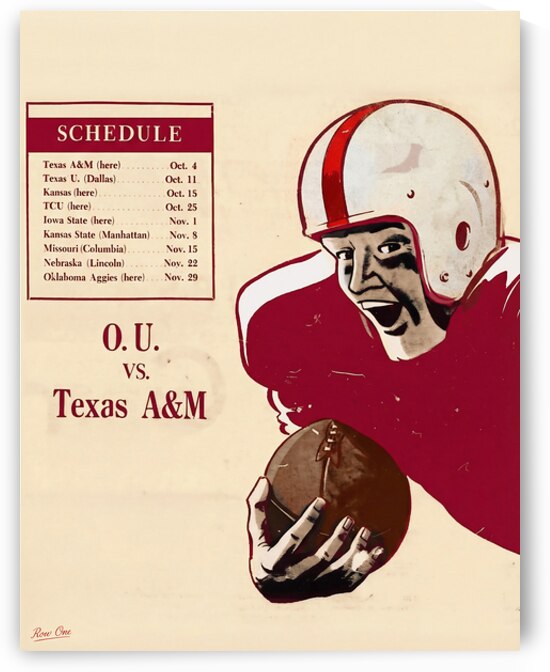 1947 OU Sooners Football Player Art Remix by Row One Brand