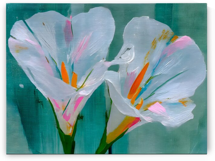 Twin Irises – Minimalist White Iris Flower Art Print by Savage Art Prints