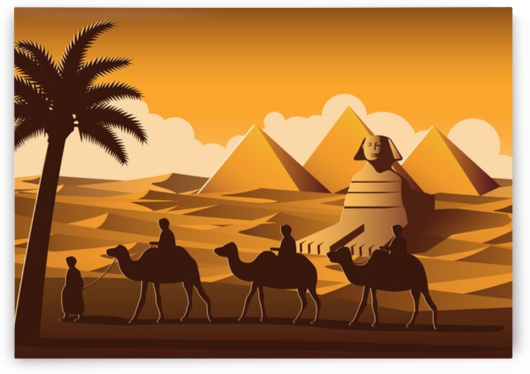 Camels pass Pyramid by Towseef Dar