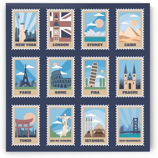 Travel postage stamps by Towseef Dar