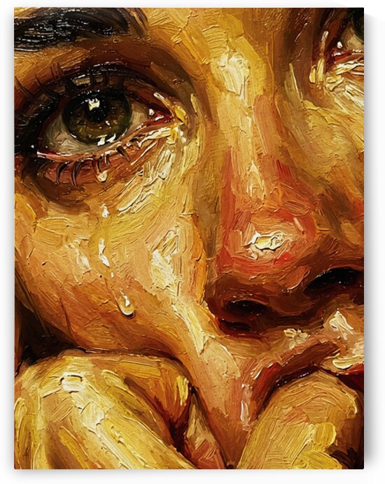 Crying Portrait Oil Painting — Textured Emotional Art by Ramy Salah Hefny