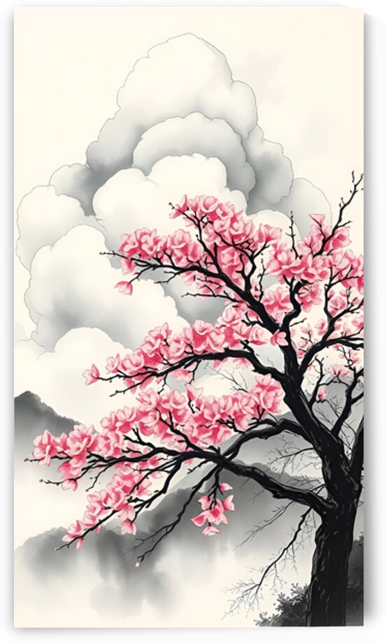 Cherry Blossom Tree and Soft Clouds by Esmonbijouart