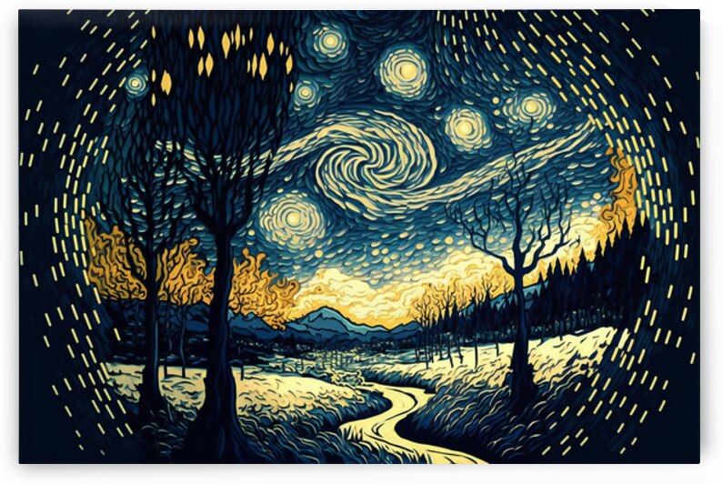 Van Gogh Style Landscape Illustration   by Towseef Dar