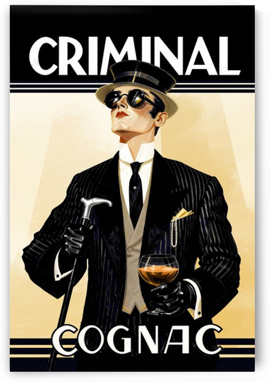 Criminal Cognac Art Deco Print by Tricky Rabbit Art