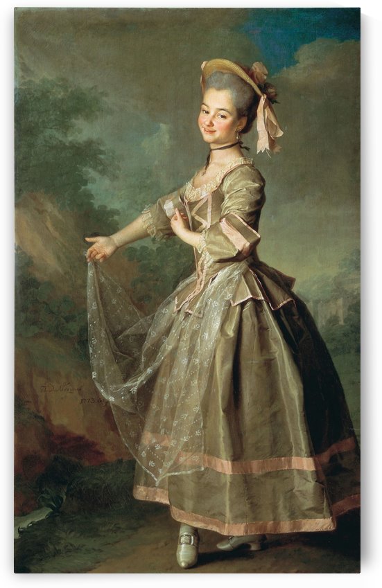 Portrait of lady with large dress by Dmitry Levitzky