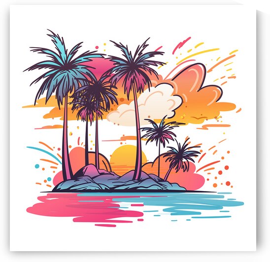 Island landscape with palm trees by Towseef Dar