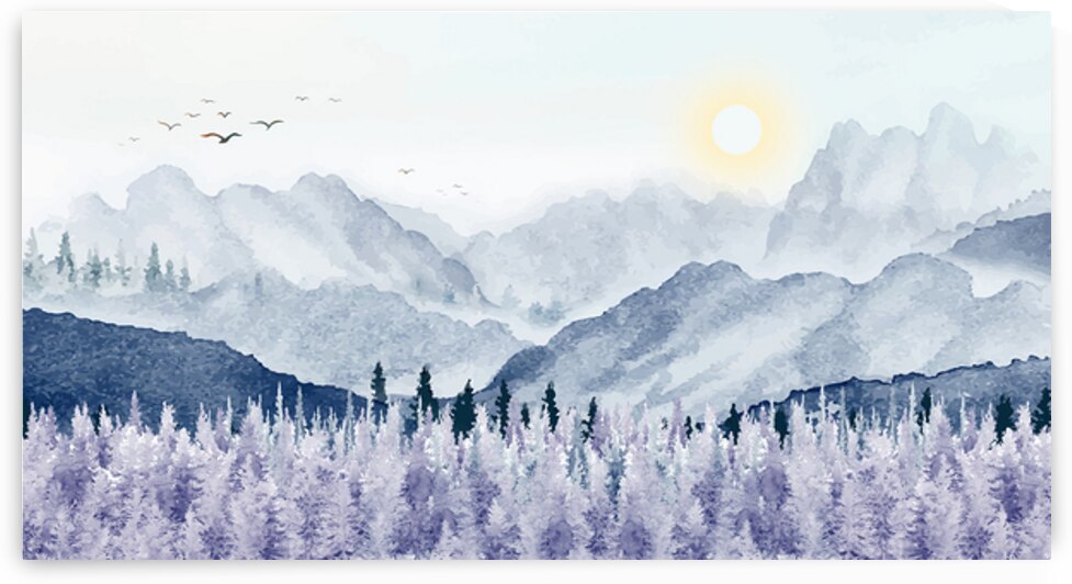 Minimal watercolor landscape by Towseef Dar