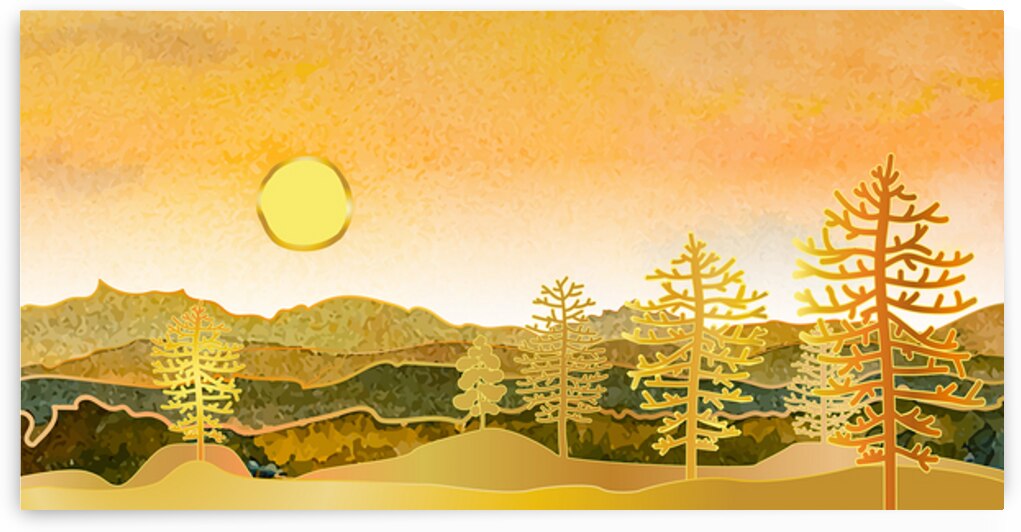 Watercolor painting with gold line by Towseef Dar