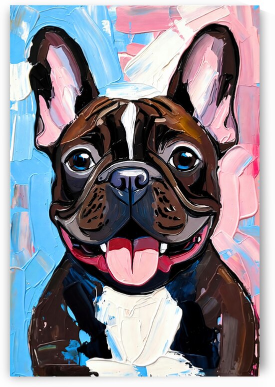 Smiling Brindle French Bulldog Pop Art Portrait by Chris Butler