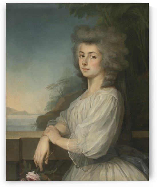 Portrait of a woman on a terrace by Dmitry Levitzky