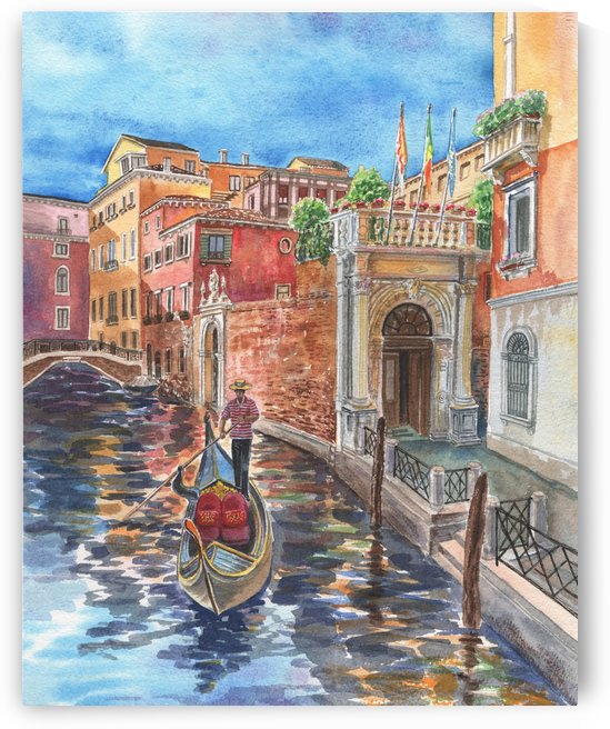 Venice Canal And Gondolier Italian City Landscape  by Irina Sztukowski