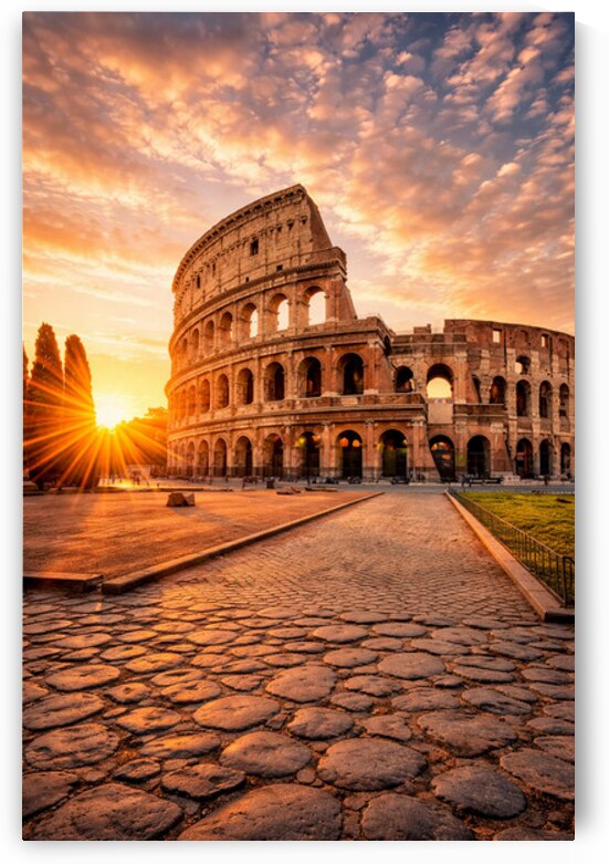 Colosseum Rome at Sunrise – Iconic Ancient Landmark Wall Art by Zeinhem Elsaree