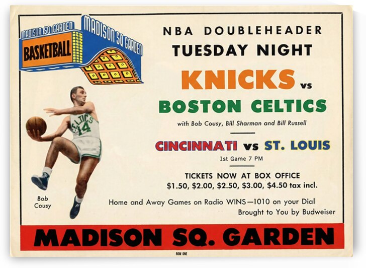 Vintage Celtics Knicks Ad Wall Art by Row One Brand