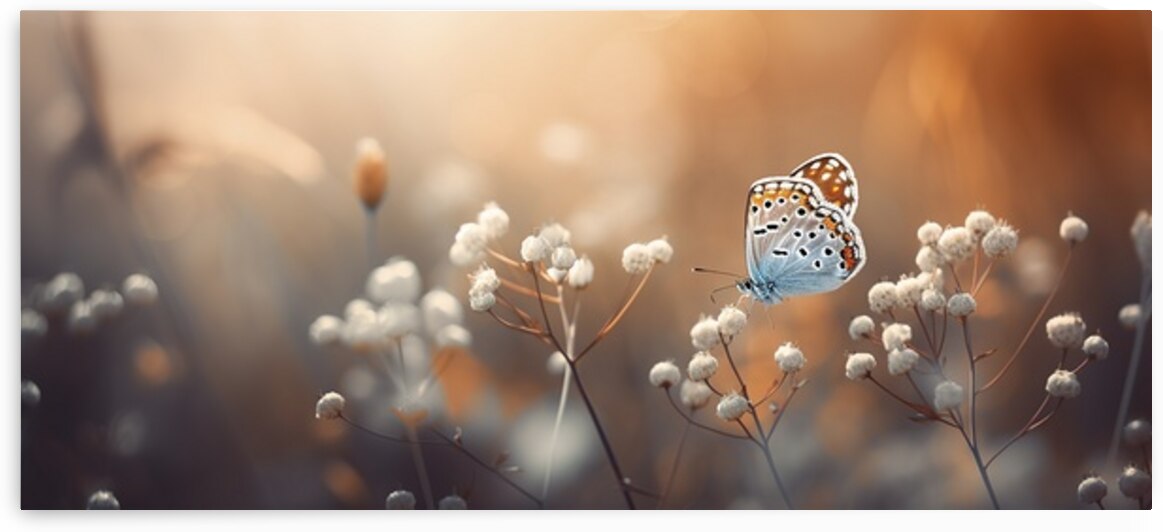 Daisies field with an orange butterfly by Towseef Dar