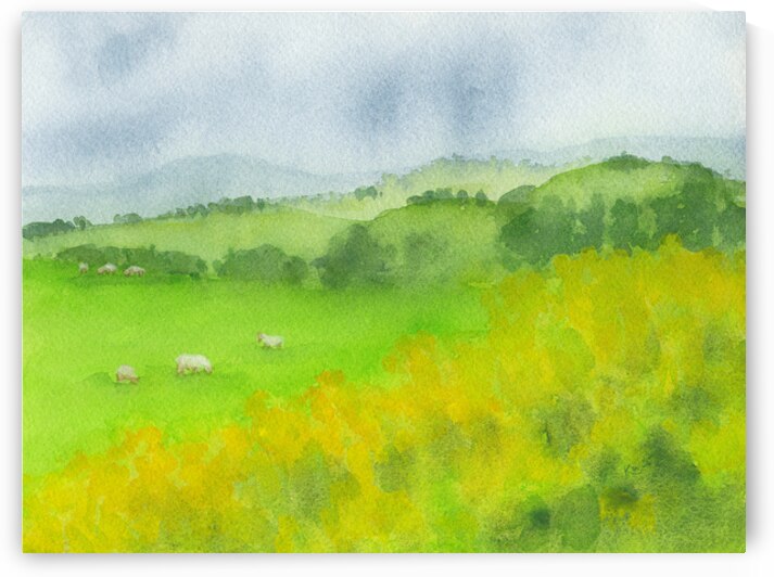 Tranquil Green Pasture Scene by Karen Kaspar