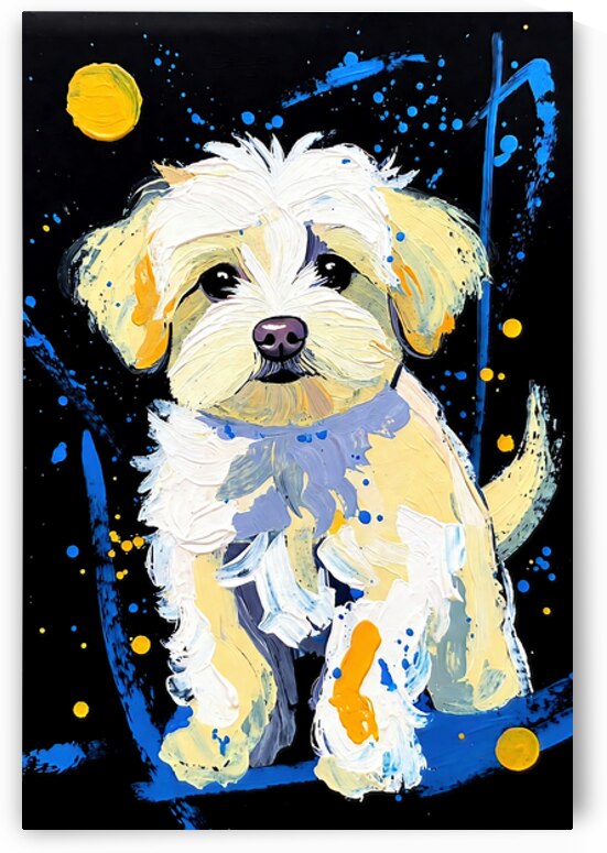 Abstract Maltese Shih Tzu Puppy Portrait by Chris Butler