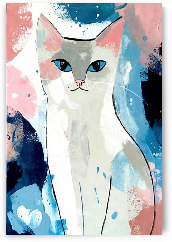 Modern Abstract Ragdoll Cat Portrait with Blue Eyes by Chris Butler