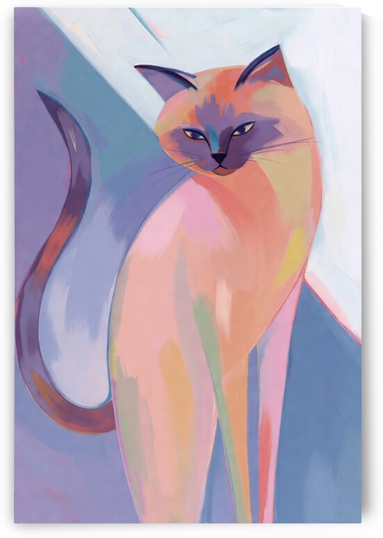 Abstract Ragdoll Cat Portrait - Minimalist Pastel Painting - Modern Feline Art Print by Chris Butler