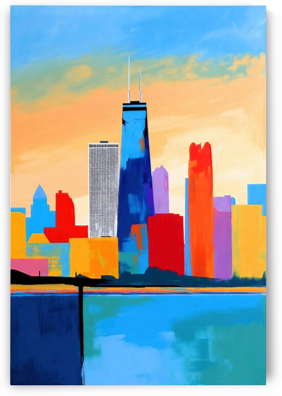 Vibrant Abstract Chicago Skyline Art by Chris Butler