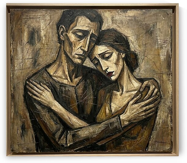 Intimate Connection: An Abstract Embrace by Aimen art