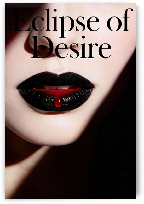 Dramatic Black Lipstick Macro with Red Drop on Dark Background by Maxi Art