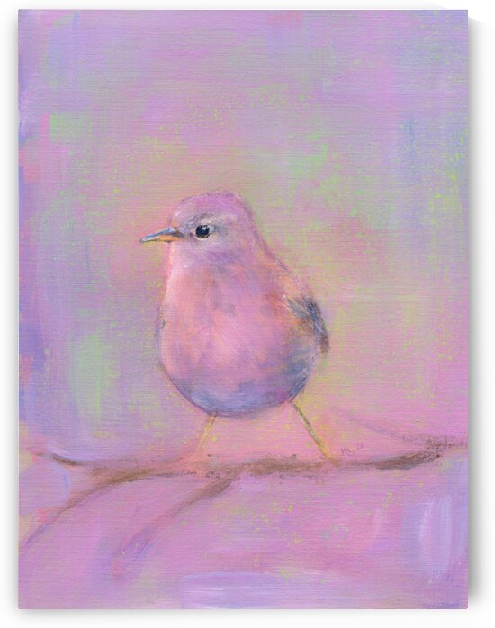 Pastel bird on a branch by Karen Kaspar