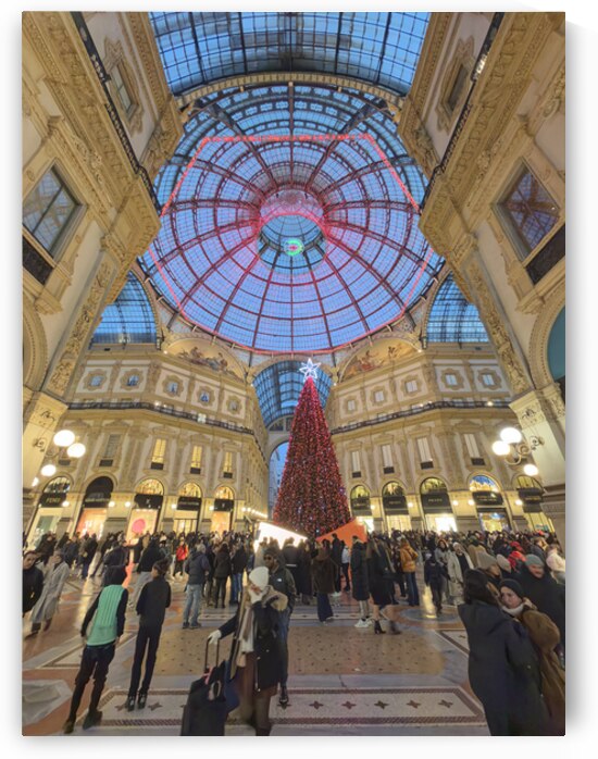 Milan. Italy. Festive Christmas Tree Illuminates Galleria Vittor by Marco Brivio